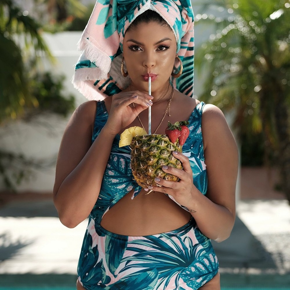 Tropical Print Cut-Out Swimsuit